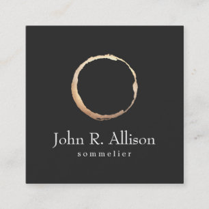 Cartão De Visita Quadrado Dourado vinho Manchas Sommelier Preto