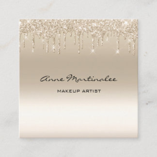 Cartão De Visita Quadrado Drivers De Grelha De Glitter De Champanhe Artista 