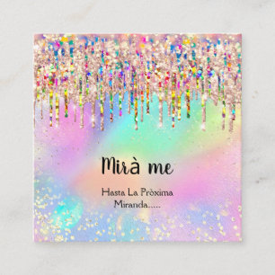 Cartão De Visita Quadrado Drives de Foto do Hológrafo do Makeup Artist Lash