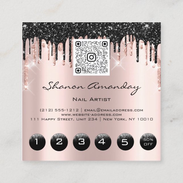 Cartão De Visita Quadrado Drives pretos profissionais 6 pontos QRCodeLogo Ro (Verso)