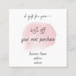 Cartão De Visita Quadrado Dusty Pink Watercolor Discount Rewards