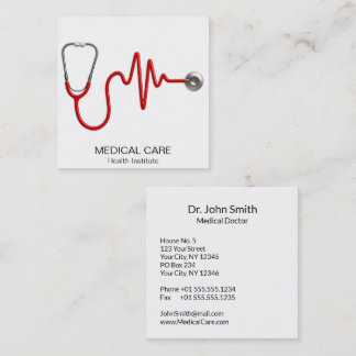 Cartão De Visita Quadrado ECG Wave EKG Linha de pulsação Estetoscópio médico
