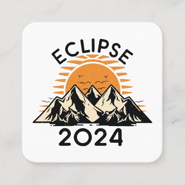 Cartão De Visita Quadrado Eclipse Solar Total 2024 (Frente)