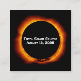 Cartão De Visita Quadrado Eclipse Total do Sol de 2026