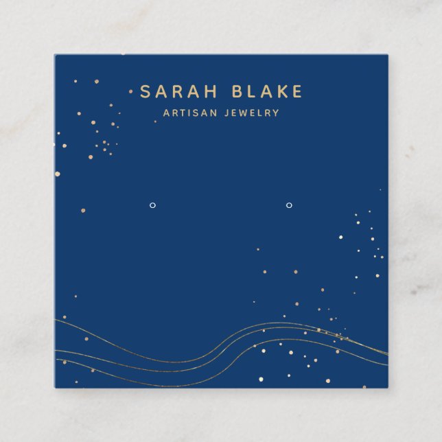 Cartão De Visita Quadrado Ecrã Dourado Azul (Frente)