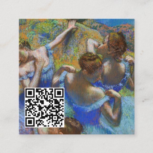 Cartão De Visita Quadrado Edgar Degas - Dançarinos Azuis - Código QR (Frente)