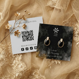 Cartão De Visita Quadrado Edgy Black Gold Marble Jewelry Display Card TMF26
