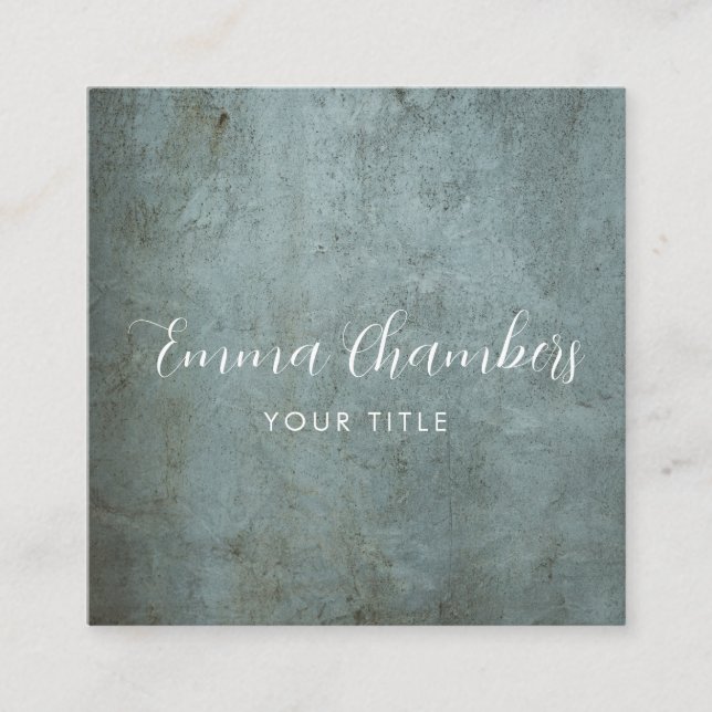 Cartão De Visita Quadrado Edgy Grunge Enfumaçado Eetano Textura de Cinza Azu (Frente)