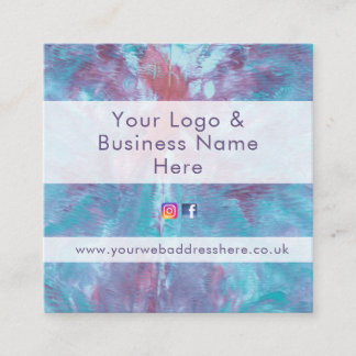Cartão De Visita Quadrado efeito de corante abstrato marmoreado