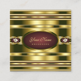 Cartão De Visita Quadrado Efeito Dourado do luxo com Burgundy e Diamantes Fa