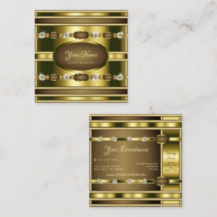 Cartão De Visita Quadrado Efeito Dourado do luxo com Shimmery Faux Rhineston