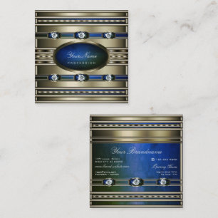 Cartão De Visita Quadrado Efeito Silver Elegante Patten Azul e Verde
