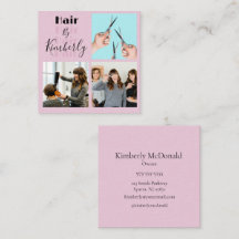 Elegant Blush Pink Black Script 3 Photo Hair Salon