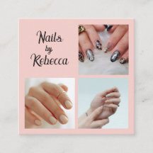 Elegant Blush Rosa Preto Script 3 Foto Unhas 