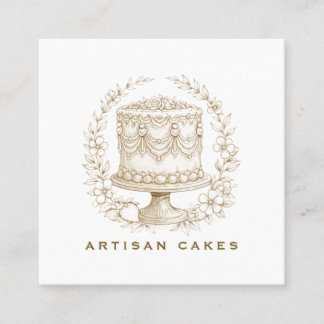 Cartão De Visita Quadrado Elegant  Cake Bakery Logo