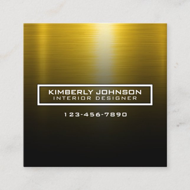 Cartão De Visita Quadrado Elegant Gold and Black Business Card Design (Frente)
