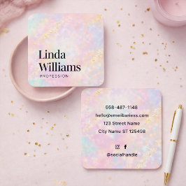 Cartão De Visita Quadrado Elegant Pastel Marble Business Card with Gold 