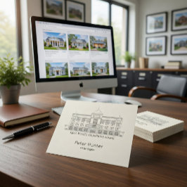 Cartão De Visita Quadrado Elegant Real Estate Building Sketch Square 