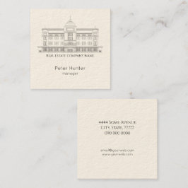 Cartão De Visita Quadrado Elegant Real Estate Building Sketch Square 