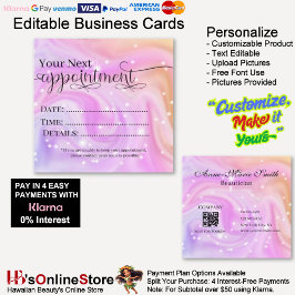 Cartão De Visita Quadrado Elegant Swirly Sparkle Appointment Beautician