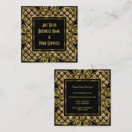 Cartão De Visita Quadrado Elegante Art Deco Dourado Preto Vintage 1930 Estil