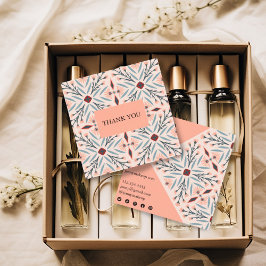 Cartão De Visita Quadrado Elegante Azulejos Florais Ordem Geométrica Obrigad