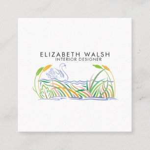 Cartão De Visita Quadrado Elegante Belo Moderno Minimalista