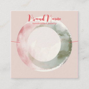 Cartão De Visita Quadrado Elegante Blush Pink Art Necklace
