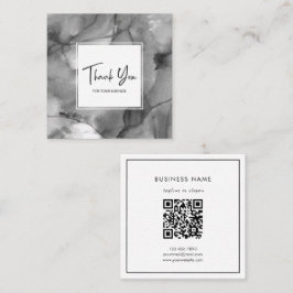 Cartão De Visita Quadrado Elegante Código QR Abstrato em Aquarela Cinza Obri