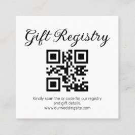 Cartão De Visita Quadrado elegante código QR de registro de presentes minima