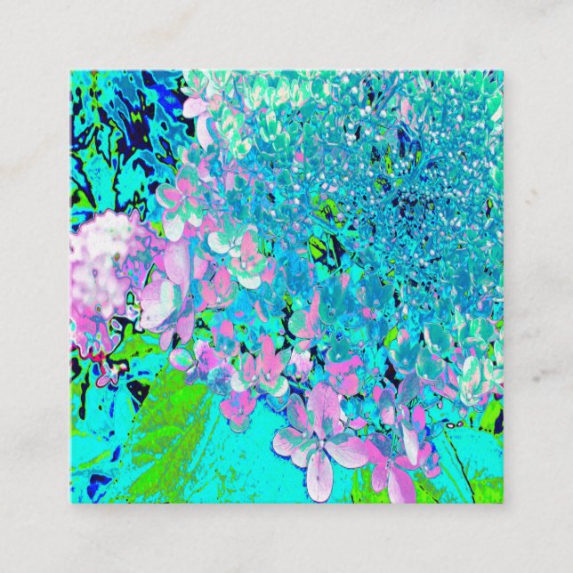 Cartão De Visita Quadrado Elegante Cor-de-rosa e azul (Frente)