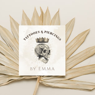Cartão De Visita Quadrado Elegante Cream Marble Royal Skull Tattoo Artista