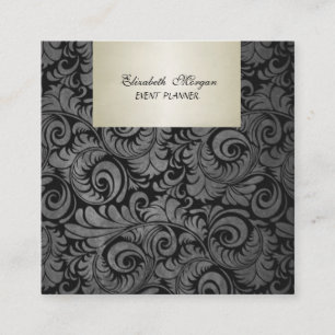 Cartão De Visita Quadrado Elegante de luxo clássico, Damask