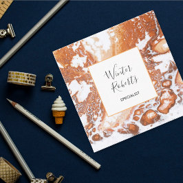 Cartão De Visita Quadrado Elegante de mármore branco de coral