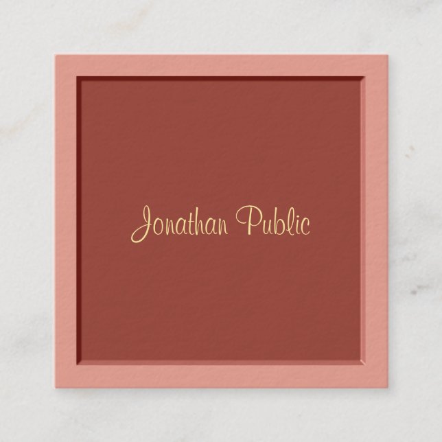 Cartão De Visita Quadrado Elegante de Modelo profissional moderno de escrita (Frente)