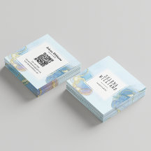 Elegante Design de Praça de Aquarela Azul com Códi