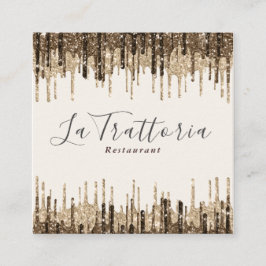 Cartão De Visita Quadrado Elegante Dourado Sparks Drives Restaurante La Trat
