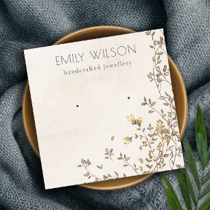 Cartão De Visita Quadrado Elegante Dusky Floral Vine Estampada