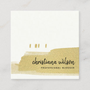 CARTÃO DE VISITA QUADRADO ELEGANTE FAUX DOURADO NEGRO CÉLLIGRÁFICO NEGRO C