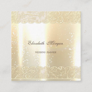 Cartão De Visita Quadrado Elegante Glamouroso Brilhante, Dourado Falso, Rend