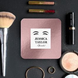 Cartão De Visita Quadrado Elegante lascas de pestana rosa-ouro rosa-rosa