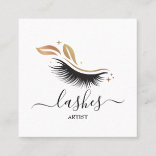 Cartão De Visita Quadrado Elegante Lashes Makeup Artist Salon
