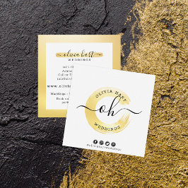 Cartão De Visita Quadrado Elegante Logotipo Chic Pintura Swash Estilista Per