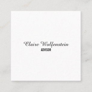 Cartão De Visita Quadrado Elegante Minimalista Script Preto e Branco