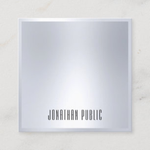 Cartão De Visita Quadrado Elegante Modelo moderno de prata profissional