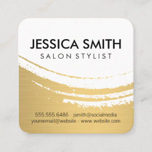 Cartão De Visita Quadrado Elegante Moderno Brugado Dourado