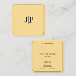 Cartão De Visita Quadrado Elegante Monograma Modelo Luxury Glamor Dourado