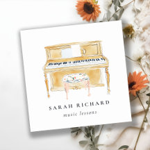 Elegante Músico de Piano com Música em Aquarela Pr
