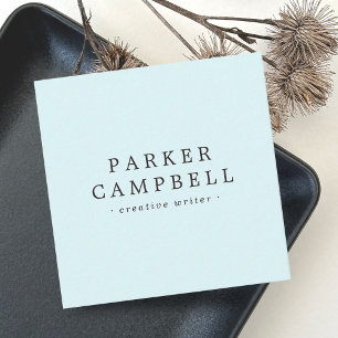 Cartão De Visita Quadrado Elegante na moda minimalista azul aqua