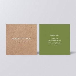 Cartão De Visita Quadrado Elegante Olive Green - Consultor de Kraft IMPRESSO